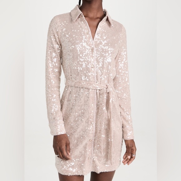 Le Superbe Inner Glow Nude Shine Shirt Dress Perfect Seqin Dress, MSRP $600 NWT - Picture 7 of 9